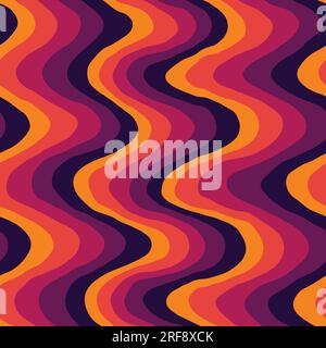 Motivo vettoriale senza cuciture linee ondulate verticali di colore retrò, arancione viola rosso. Album di ritagli tessili. Illustrazione vettoriale Illustrazione Vettoriale