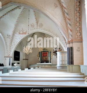 EBELTOFT, DANIMARCA-01 MAGGIO 2018: Interno della Chiesa sopra il villaggio di Ebeltoft, Djursland, Jutland, Danimarca Foto Stock