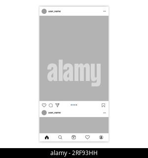 Modello di post Instagram. Pagina dell'app mobile dei social media. Illustrazione vettoriale Illustrazione Vettoriale