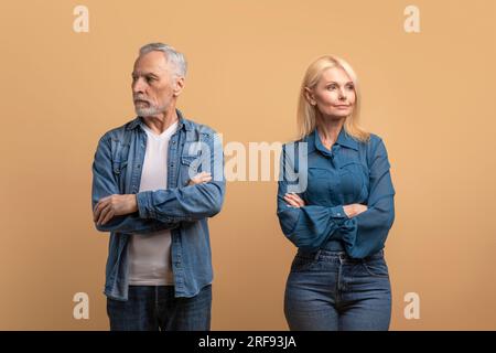 Sconvolta, infelice, le coppie sposate anziane hanno litigato Foto Stock