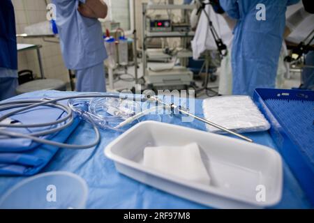 Chirurgia laser per il trattamento benigno dell'ipertrofia prostatica, immagine endoscopica. Foto Stock