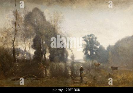 Pittura Jean Baptiste Camille Corot; un matin a Ville d'Avray - Morning in Avray Town; pittore neoclassico francese del XIX secolo; 1868 Francia Foto Stock