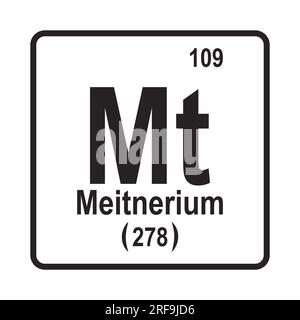 Icona Meitnerium elemento, disegno simbolo illustrazione vettoriale Foto Stock