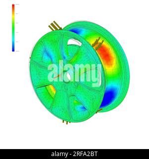 Analisi FEM, analisi del metodo degli elementi finiti, della ruota del cerchione, test di sollecitazione Foto Stock