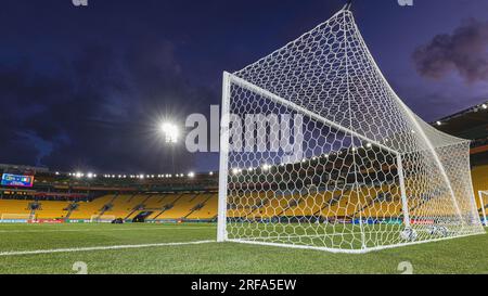 Wellington, Wellington, nuova Zelanda. 2 agosto 2023. Una visione generale dello stadio del Wellington Regional Stadium prima del calcio d'inizio della partita del gruppo G della Coppa del mondo femminile FIFA 2023 tra Sudafrica e Italia presso il Wellington Regional Stadium Stadium di Wellington, nuova Zelanda (immagine di credito: ©James Foy/Alamy Live News) Foto Stock