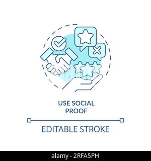 Utilizzare l'icona del concetto di prova sociale in blu morbido Illustrazione Vettoriale