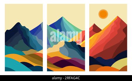Collage con montagne colorate Illustrazione Vettoriale