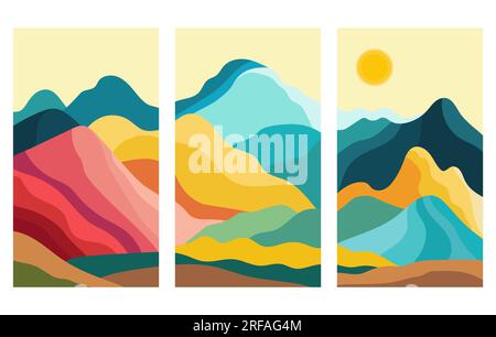 Collage con montagne colorate Illustrazione Vettoriale