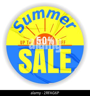 Carta incollata con effetto rughe adesivo di sfondo per striscione realistico Summer sale Illustrazione Vettoriale