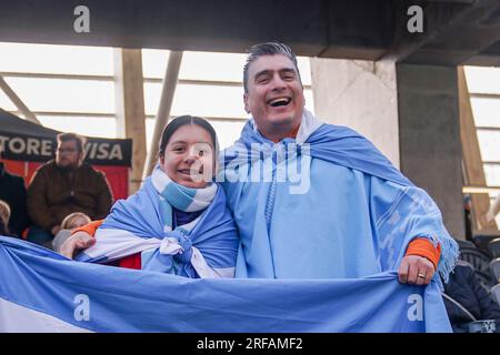 Dunedin, nuova Zelanda. 28 luglio 2023. Dunedin, nuova Zelanda, 28 luglio 2023: Tifosi argentine durante la partita di calcio FIFA Womens World Cup 2023 tra Argentina e Sudafrica al Dunedin Stadium di Dunedin, nuova Zelanda. (Daniela Porcelli/SPP) credito: SPP Sport Press Photo. /Alamy Live News Foto Stock