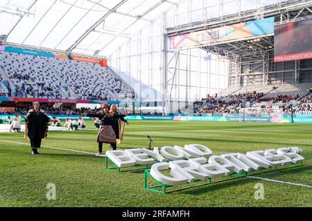 Dunedin, nuova Zelanda. 28 luglio 2023. Dunedin, nuova Zelanda, 28 luglio 2023: Partita di cereomonia prima della partita di calcio FIFA Womens World Cup 2023 tra Argentina e Sud Africa al Dunedin Stadium di Dunedin, nuova Zelanda. (Daniela Porcelli/SPP) credito: SPP Sport Press Photo. /Alamy Live News Foto Stock