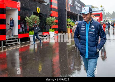 Spa, Belgio. 27 luglio 2023. SPA, BELGIO - LUGLIO 27: Alexander Albon di Williams e Thailandia durante le anteprime in vista del Gran Premio di F1 del Belgio al Circuit de Spa-Francorchamps il 27 luglio 2023 a Spa, Belgio. (Foto di Michael Potts/BSR Agency) credito: BSR Agency/Alamy Live News Foto Stock