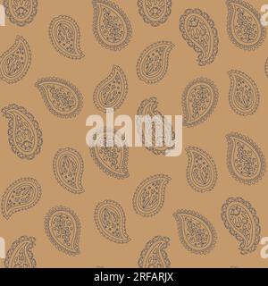 Profilo Paisley motivo floreale su sfondo marrone polvere. Illustrazione Vettoriale