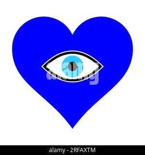 Occhio malvagio turco blu a forma di cuore su sfondo bianco. Illustrazione isolata. Foto Stock