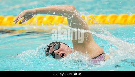 La britannica Faye Rogers in azione durante la prima manche del 400m S10 Freestyle femminile, il terzo giorno dei Campionati mondiali di nuoto Para 2023 al Manchester Aquatics Centre di Manchester. Data foto: Mercoledì 2 agosto 2023. Foto Stock