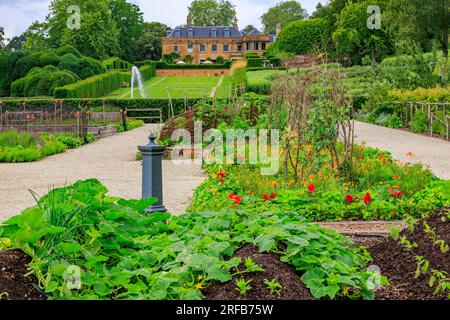 Un angolo del colorato Kitchen Garden al "The Newt in Somerset", nr Bruton, Inghilterra, Regno Unito Foto Stock