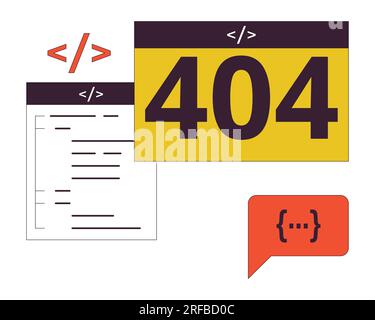 Pagine Web, codice ed errore 404 messaggio flash Illustrazione Vettoriale