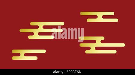 Set vettoriale nuvole di buon auspicio decorativo asiatico. Nuvole in stile giapponese o cinese per le decorazioni dei festival. Illustrazione Vettoriale