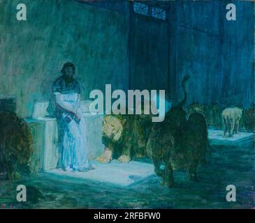 Henry Ossawa Tanner painting, Daniel in the Lions’ Den, olio su carta montato su tela, 1907-1918 Foto Stock