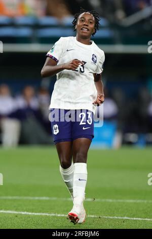 Sydney, Australia. 2 agosto 2023. La francese Vicki Becho reagisce durante la partita della Coppa del mondo femminile FIFA 2023 tra Panama Women e France Women all'Allianz Stadium di Sydney, Australia, il 2 agosto 2023. Foto di Peter Dovgan. Solo per uso editoriale, licenza necessaria per uso commerciale. Nessun utilizzo in scommesse, giochi o pubblicazioni di un singolo club/campionato/giocatore. Credito: UK Sports Pics Ltd/Alamy Live News Foto Stock