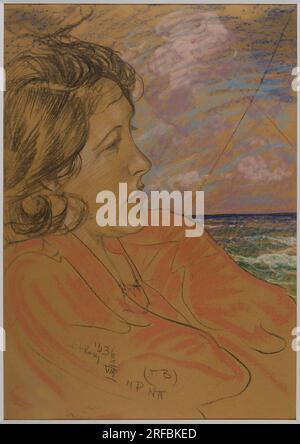 Asymmetric Lady - Ritratto di Eugenia Wyszomirska-Kuźnicka - con paesaggio marino 1 agosto 1936 di Stanisław Ignacy Witkiewicz Foto Stock