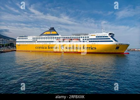 Korsika Fähre, traghetti corsica, traghetti sardegna, Bastia, Korsika, Frankreich, Europa Foto Stock