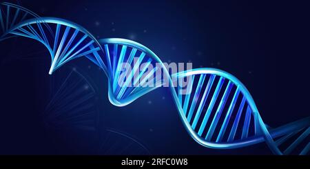Filamenti di DNA incandescenti su sfondo scuro. Foto Stock