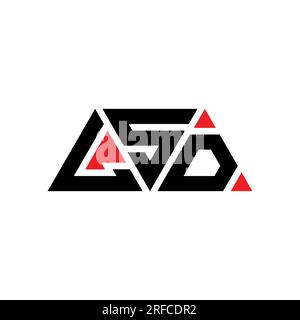 Logo LSD a forma di lettera triangolare con forma triangolare. Monogramma di design con logo a triangolo LSD. Modello con logo vettoriale a triangolo LSD di colore rosso. LSD triangul Illustrazione Vettoriale