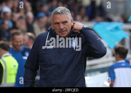 Victoria Park, Hartlepool 1 agosto 2023. Il manager dell'Hartlepool United John Askey durante la partita amichevole pre-stagionale tra Hartlepool United e Sunderland al Victoria Park, Hartlepool martedì 1 agosto 2023. (Foto: Mark Fletcher | mi News) crediti: MI News & Sport /Alamy Live News Foto Stock