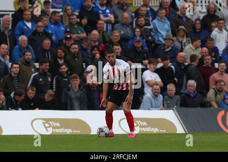 Victoria Park, Hartlepool 1 agosto 2023. Lynden Gooch del Sunderland durante la partita amichevole pre-stagionale tra Hartlepool United e Sunderland al Victoria Park, Hartlepool martedì 1 agosto 2023. (Foto: Mark Fletcher | mi News) crediti: MI News & Sport /Alamy Live News Foto Stock