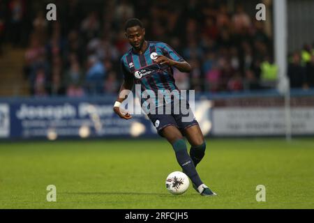 Victoria Park, Hartlepool 1 agosto 2023. Mani DIESERUVWE di Hartlepool United durante la partita amichevole pre-stagionale tra Hartlepool United e Sunderland al Victoria Park, Hartlepool martedì 1 agosto 2023. (Foto: Mark Fletcher | mi News) crediti: MI News & Sport /Alamy Live News Foto Stock