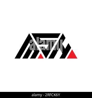 Logo a lettera triangolare MSH con forma a triangolo. Monogramma di design con logo triangolare MSH. Modello di logo vettoriale triangolare MSH di colore rosso. MSH triangul Illustrazione Vettoriale