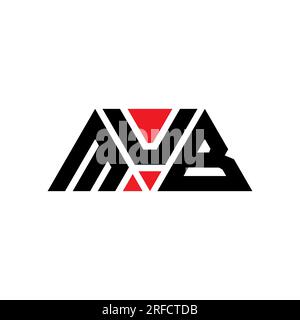 Logo MUB Triangle con forma a lettera e triangolo. Monogramma con logo MUB Triangle. Modello con logo vettoriale a triangolo MUB di colore rosso. MUB triangul Illustrazione Vettoriale