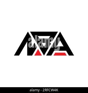 Logo NBA triangolare a lettere con forma a triangolo. Monogramma del logo del triangolo NBA. Modello con logo vettoriale a triangolo NBA di colore rosso. NBA Triangul Illustrazione Vettoriale