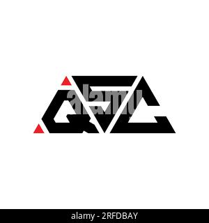 Logo QSC a lettere triangolari con forma triangolare. Monogramma di design del logo QSC a triangolo. Modello di logo vettoriale QSC triangolare di colore rosso. QSC triangul Illustrazione Vettoriale