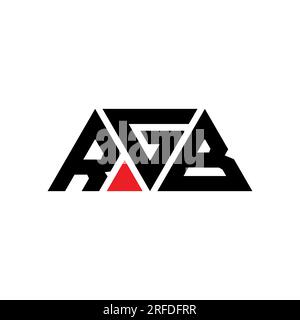 Design RGB con logo triangolare a lettere e forma triangolare. Monogramma di design con logo a triangolo RGB. Modello di logo vettoriale a triangolo RGB di colore rosso. RGB triangul Illustrazione Vettoriale