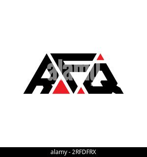 Design con logo a lettera triangolare RFQ con forma triangolare. Monogramma di design del logo triangolare RFQ. Modello logo vettoriale triangolo RFQ di colore rosso. RFQ triangul Illustrazione Vettoriale