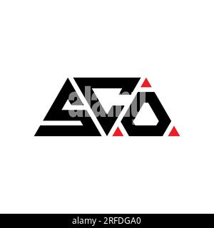 Logo SCO triangolare a lettera con forma triangolare. Monogramma di design con logo triangolare SCO. Modello di logo vettoriale a triangolo SCO di colore rosso. SCO triangul Illustrazione Vettoriale