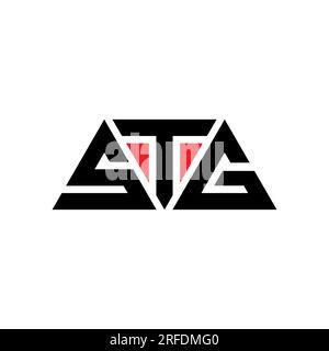 Design STG con logo triangolare a lettera e forma triangolare. Monogramma di design con logo triangolare STG. Modello di logo vettoriale a triangolo STG di colore rosso. STG triangul Illustrazione Vettoriale