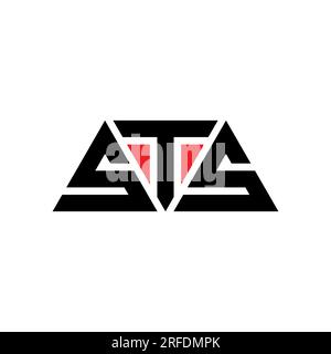 Logo STS triangolare a lettera con forma triangolare. Monogramma di design con logo triangolare STS. Modello di logo vettoriale a triangolo STS di colore rosso. STS triangul Illustrazione Vettoriale