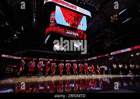 Gunma, Giappone. 2 agosto 2023. Japan team Group (JPN) Basket : Men's Basketball International friendly game tra il Giappone 79-72 nuova Zelanda all'Open House Arena Ota di Gunma, Giappone . Crediti: Naoki Morita/AFLO SPORT/Alamy Live News Foto Stock