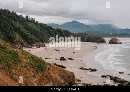 Punto panoramico presso l'Ecola State Park di Cannon Beach, Oregon Foto Stock