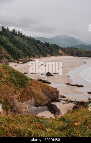 Punto panoramico presso l'Ecola State Park di Cannon Beach, Oregon Foto Stock