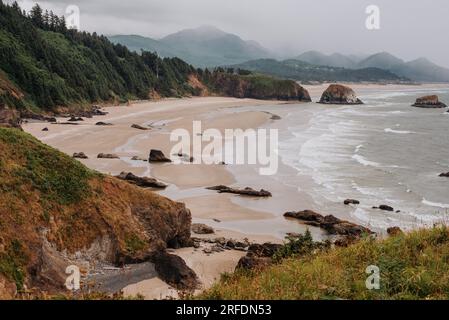 Punto panoramico presso l'Ecola State Park di Cannon Beach, Oregon Foto Stock