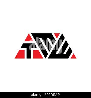 Logo TMW triangolare a lettere con forma triangolare. Monogramma di design con logo triangolare TMW. Modello con logo vettoriale triangolare TMW di colore rosso. TMW triangul Illustrazione Vettoriale