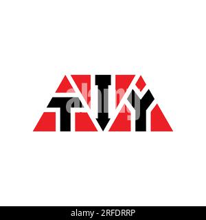 Logo TIY triangolare a lettera con forma triangolare. Monogramma di design con logo triangolare TIY. Modello di logo vettoriale triangolare TIY di colore rosso. TIY triangul Illustrazione Vettoriale