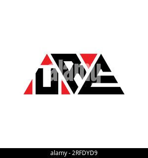 Design con logo a lettera triangolare URE con forma a triangolo. Monogramma di design con logo a triangolo URE. Modello con logo vettoriale a triangolo URE di colore rosso. URE triangul Illustrazione Vettoriale