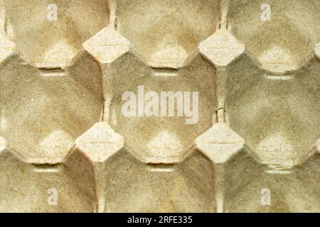 Superficie di grana del vassoio delle uova di carta per un imballaggio ravvicinato. Pannello di carta riciclata per rifiuti Foto Stock