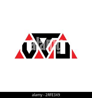 Logo VAU triangolare a lettere con forma triangolare. Monogramma con logo a triangolo VAU. Modello con logo vettoriale a triangolo VAU di colore rosso. VAU triangul Illustrazione Vettoriale