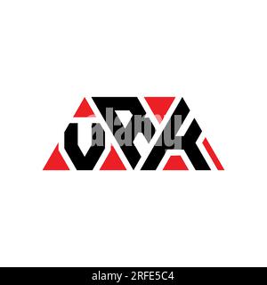 Logo VRK a lettere triangolari con forma triangolare. Monogramma di design con logo triangolare VRK. Modello di logo vettoriale triangolare VRK di colore rosso. VRK triangul Illustrazione Vettoriale